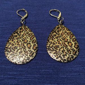Leopard Print Metal Dangle Earrings